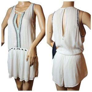 NWT Rip Curl white embroidered romper.